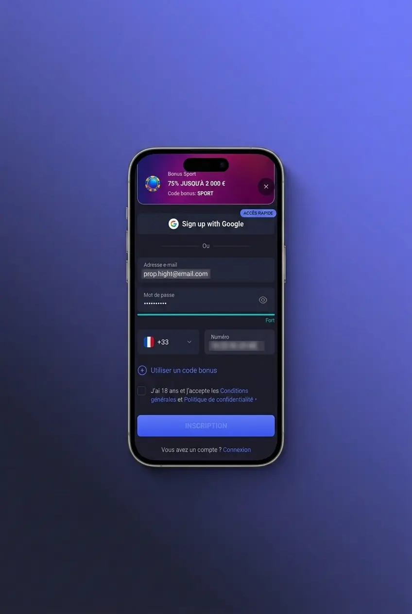 Inscription sur l'application SpinAura en 4 étapes simples depuis mobile pour les joueurs français